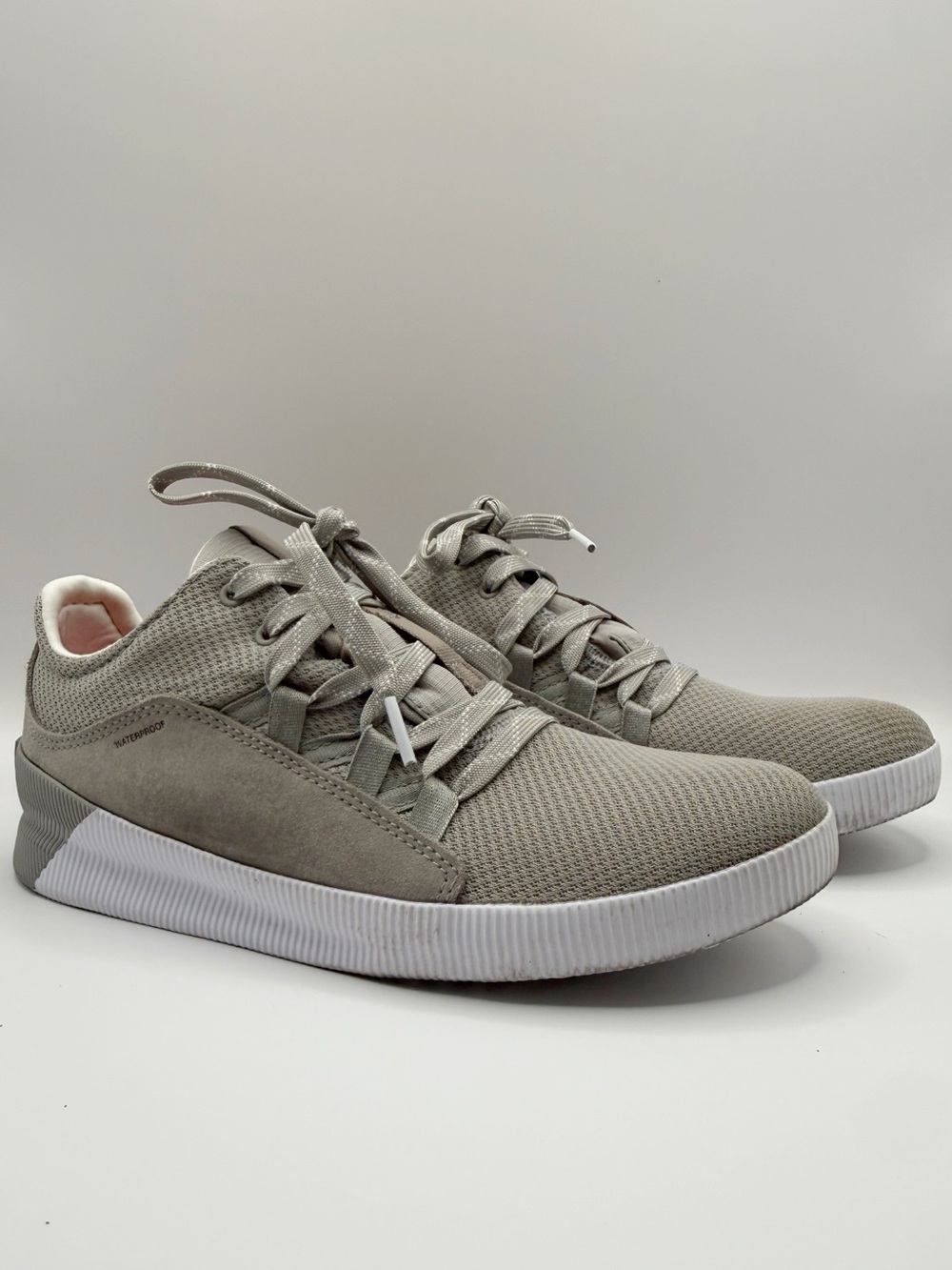 SOREL Out 'N About Plus Waterproof Sneaker Grey Mesh Suede Shoes Low Top